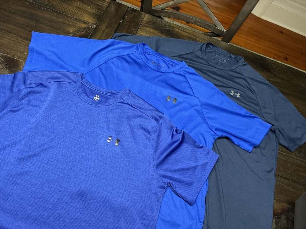 Under Armour The Tech Tee Size L Blue Athletic Short Sleeve Shirt Lot of 3
